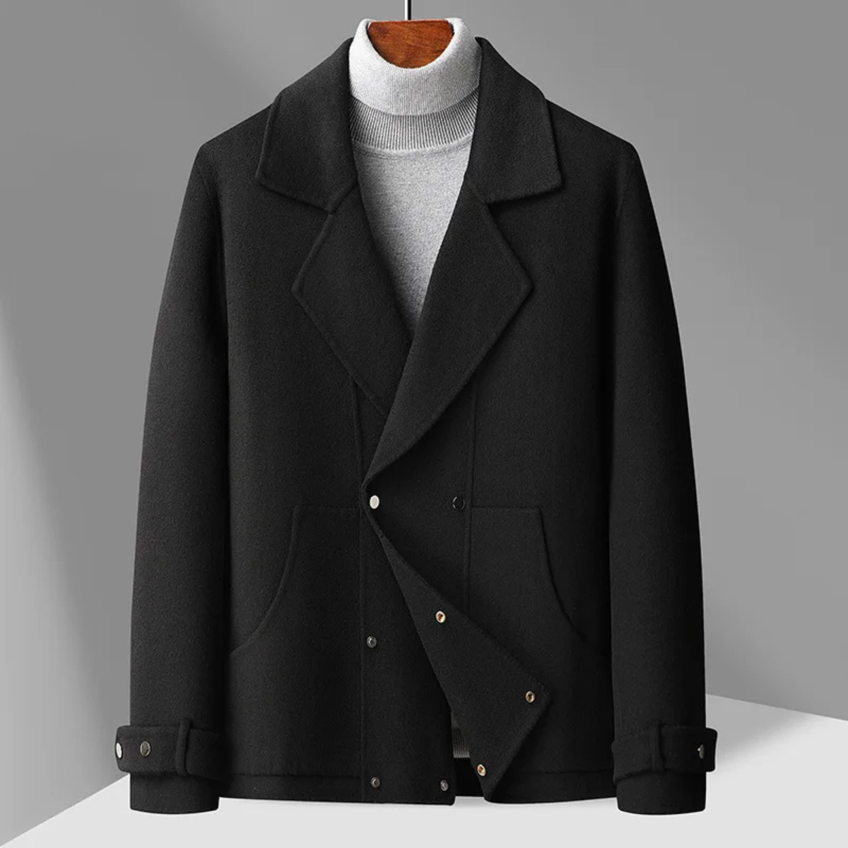 Classic Men's Wool Double Breasted Navy Pea Coat