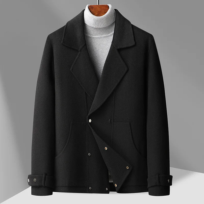 Classic Men's Wool Double Breasted Navy Pea Coat