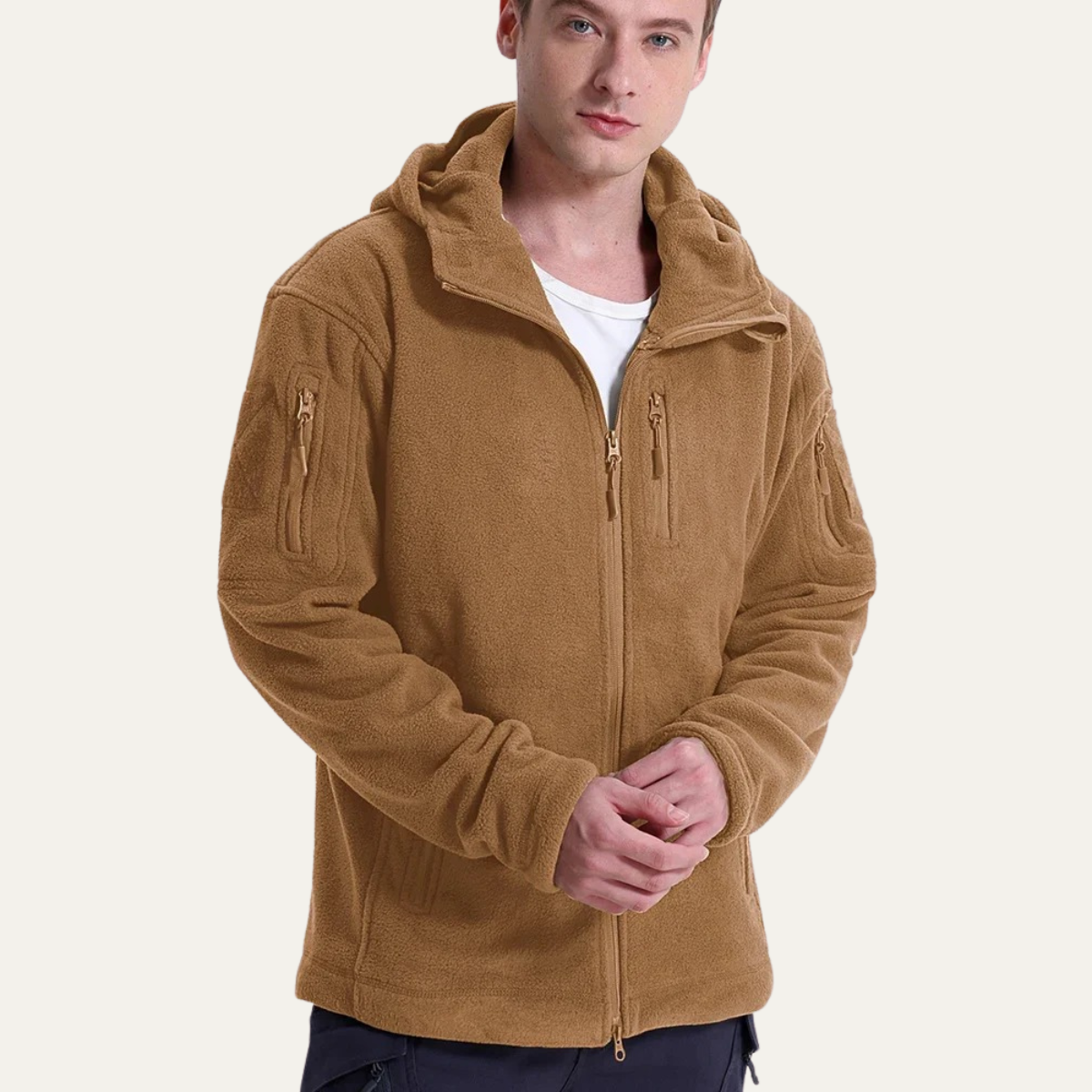 Men's Insulated Tactical Fleece Hoodie with Multiple Pockets