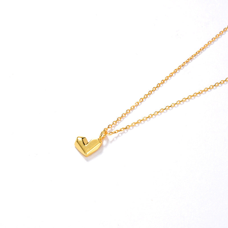Lovely Silver Gold Heart Pendant Necklace