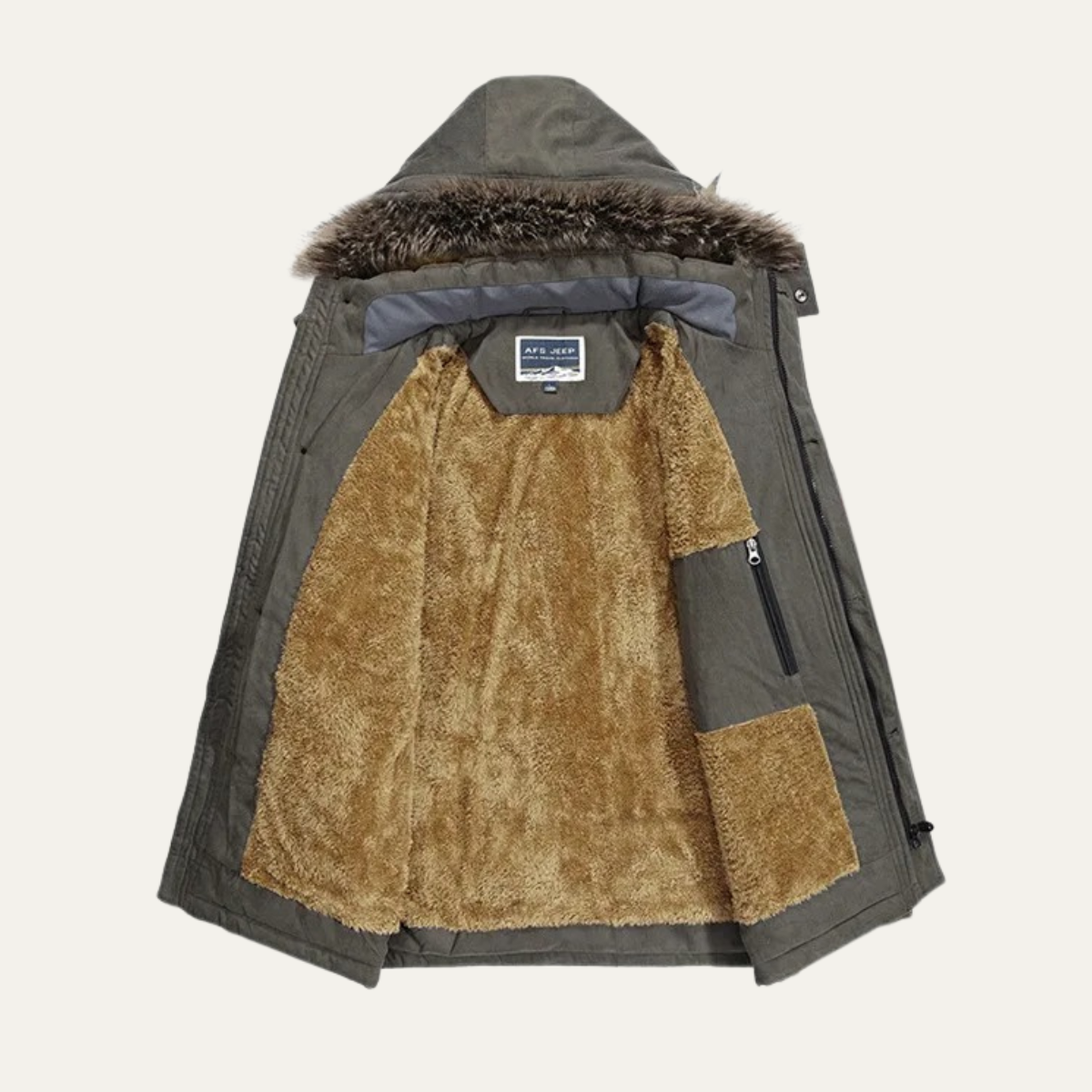 Thermal Men's Faux Fur Hooded Parka with Multiple Pockets