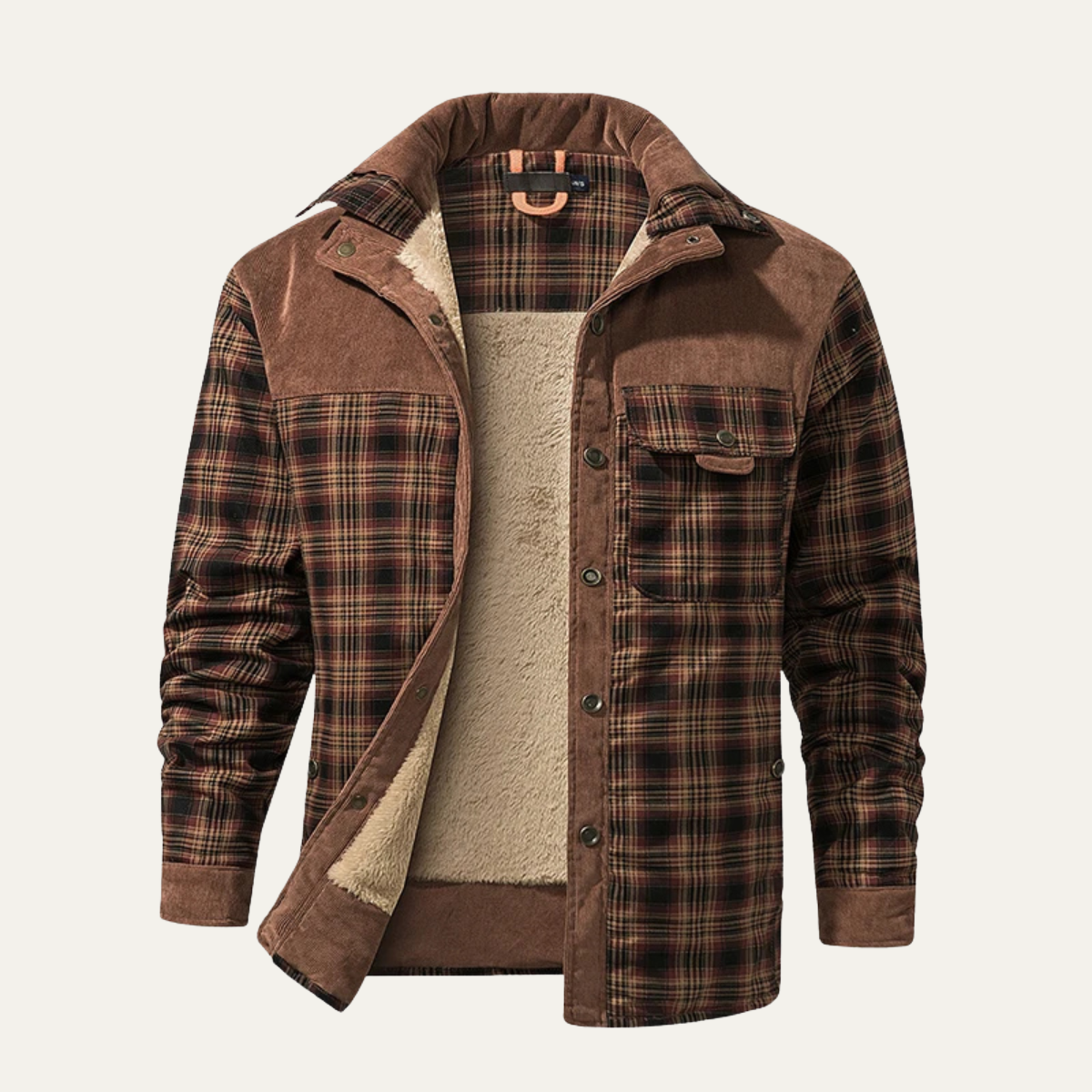 Rugged Plaid Flannel Shirt Jacket with Multiple Pockets