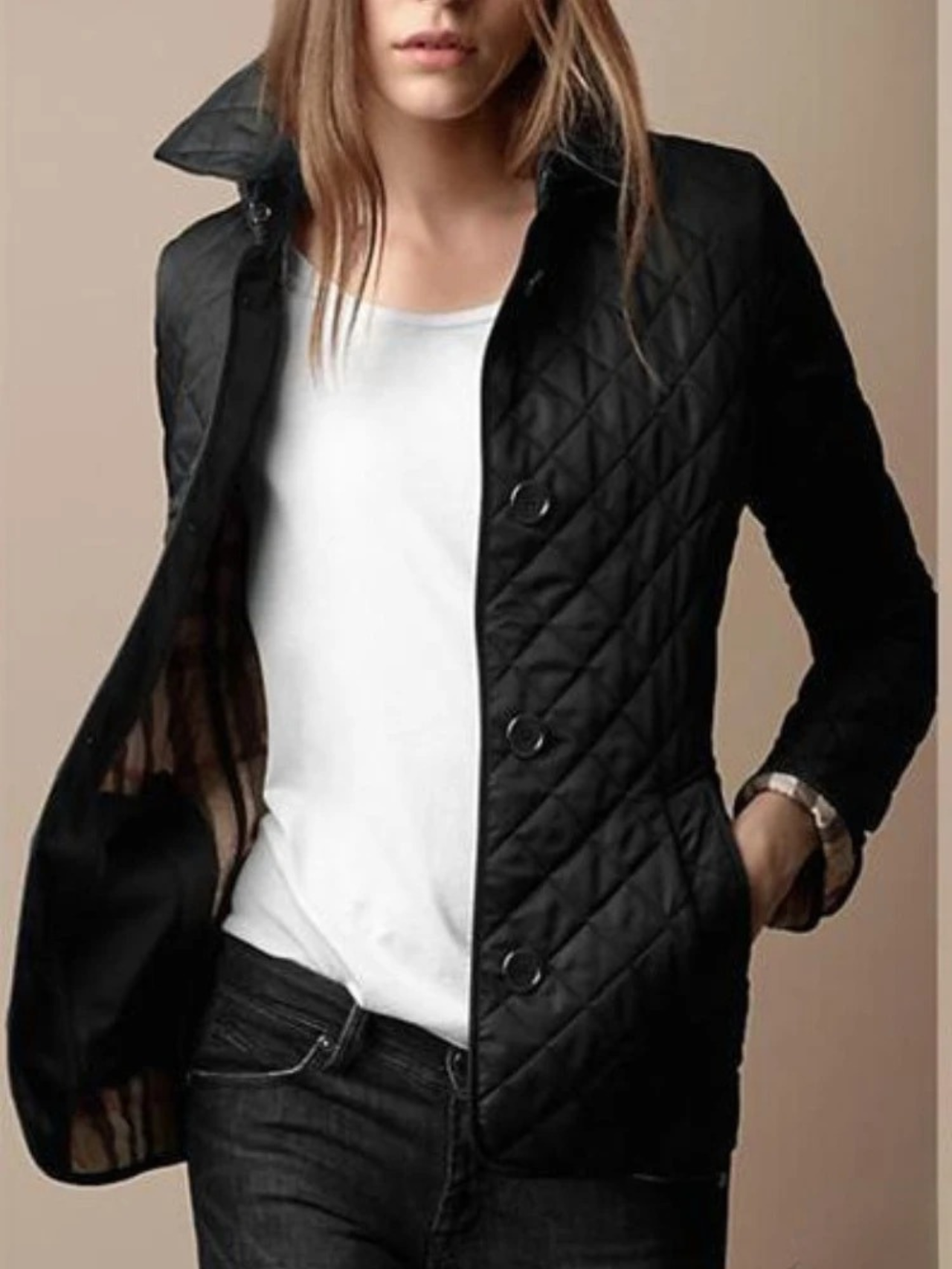 Relaxed Fit Padded Women's Coat with Soft Collar - Olytrend