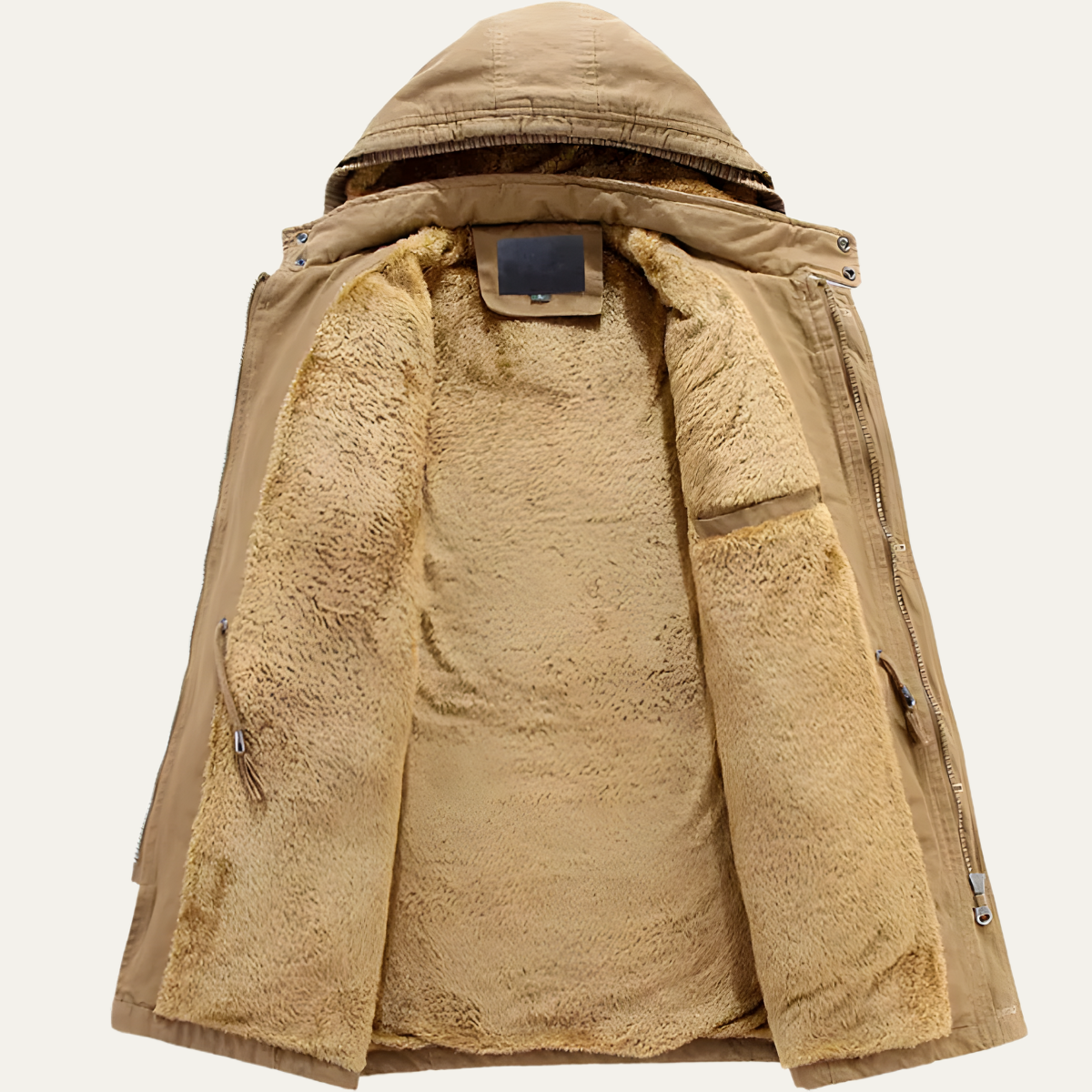 Thermal Insulated Men's Fleece Hooded Parka Coat