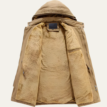Thermal Insulated Men's Fleece Hooded Parka Coat