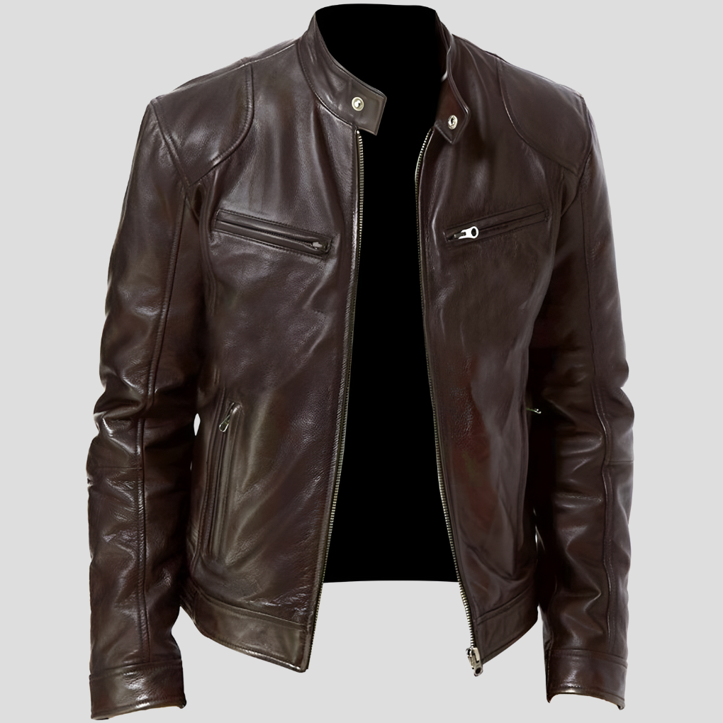 Vintage Style Mens Biker Leather Jacket