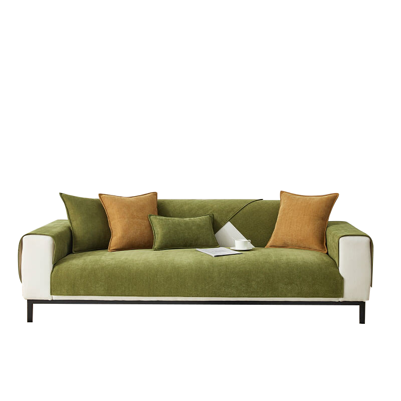 Contemporary Chenille Couch Cover With Herringbone Pattern