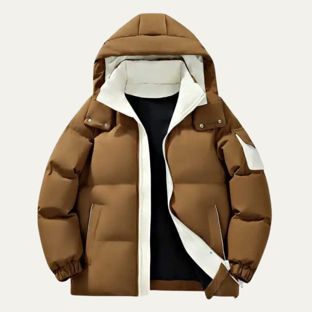 Warm Men's Puffer Snow Jacket with High Collar