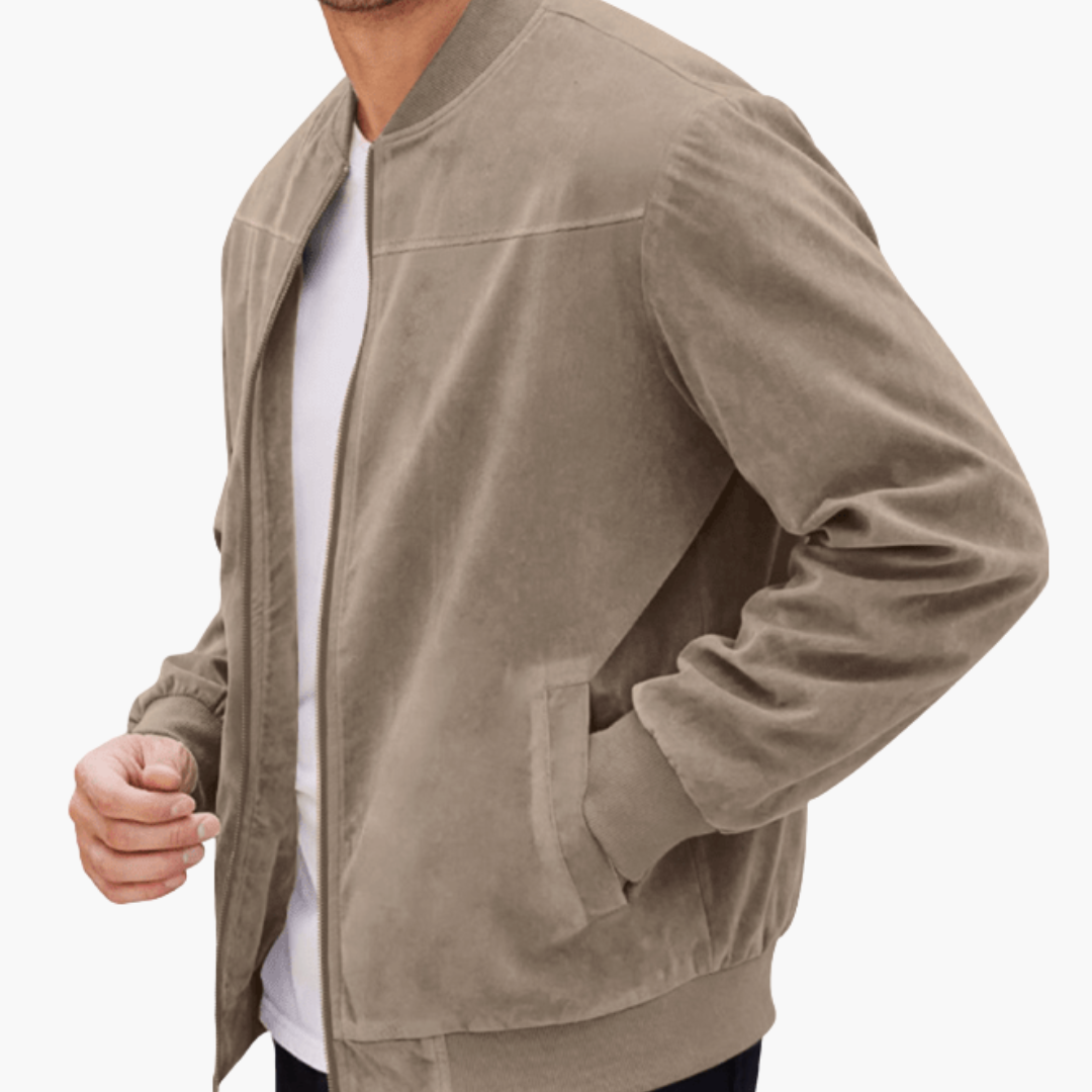 Classic Zip Up Mens Leather Jacket with Pockets