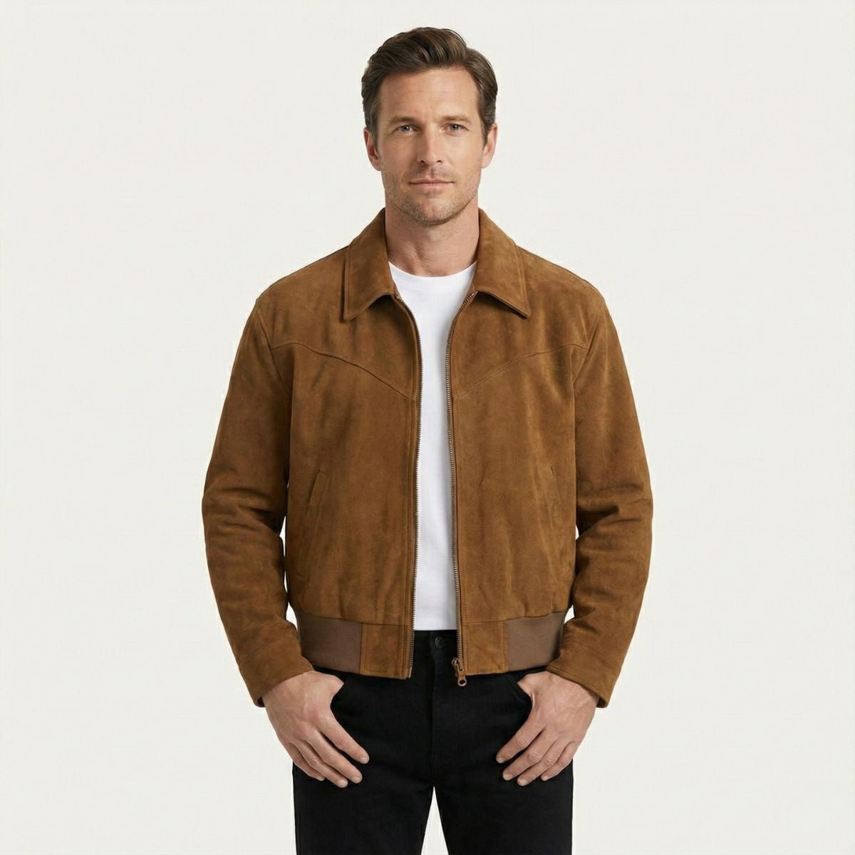 Luxury Suede Bomber Jacket For Men