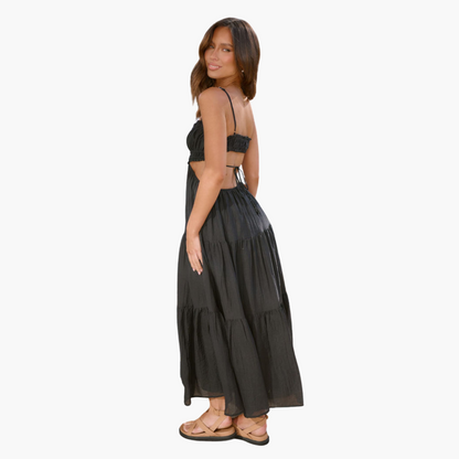 Flowy Long Dress for Women - Chic Tie Front Style