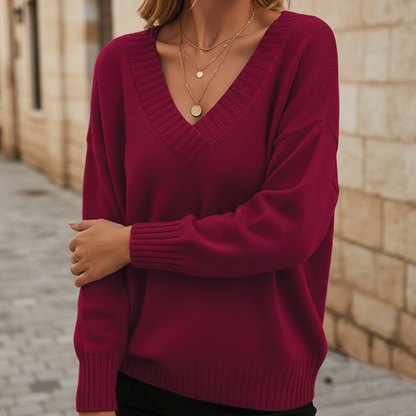 Comfy V Neck Pullover Sweater
