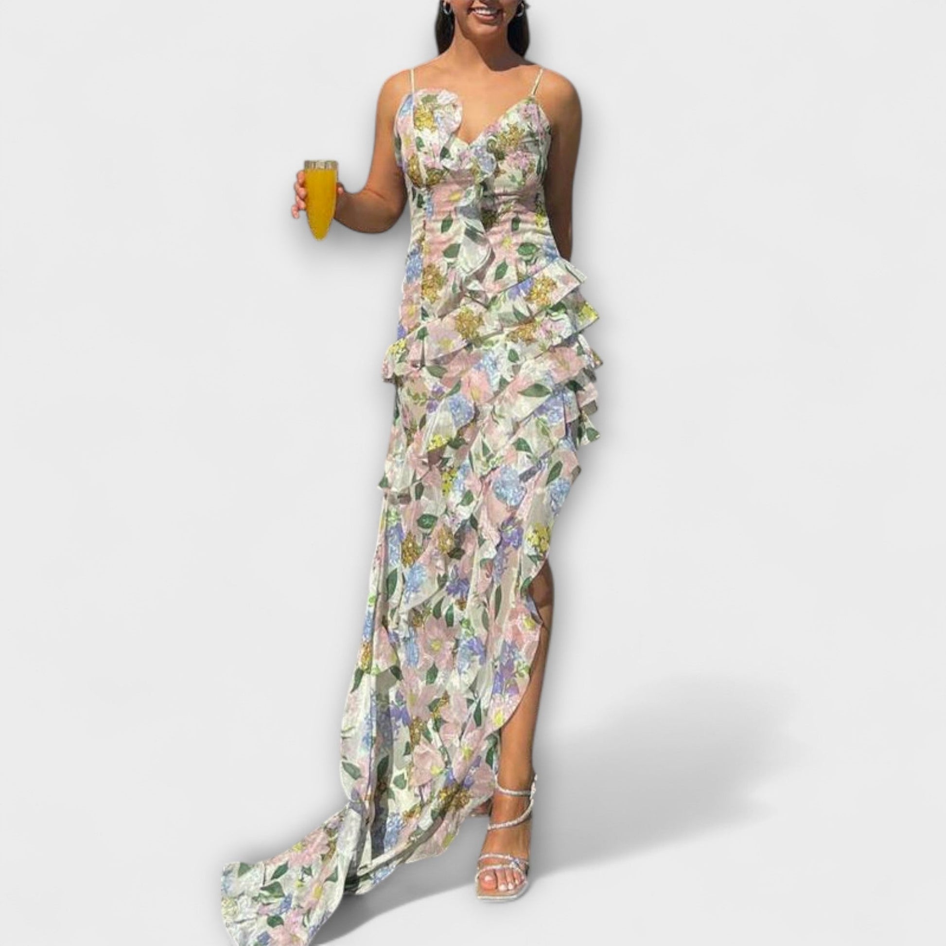 Elegant Floral Dress with Adjustable Straps - Nocini