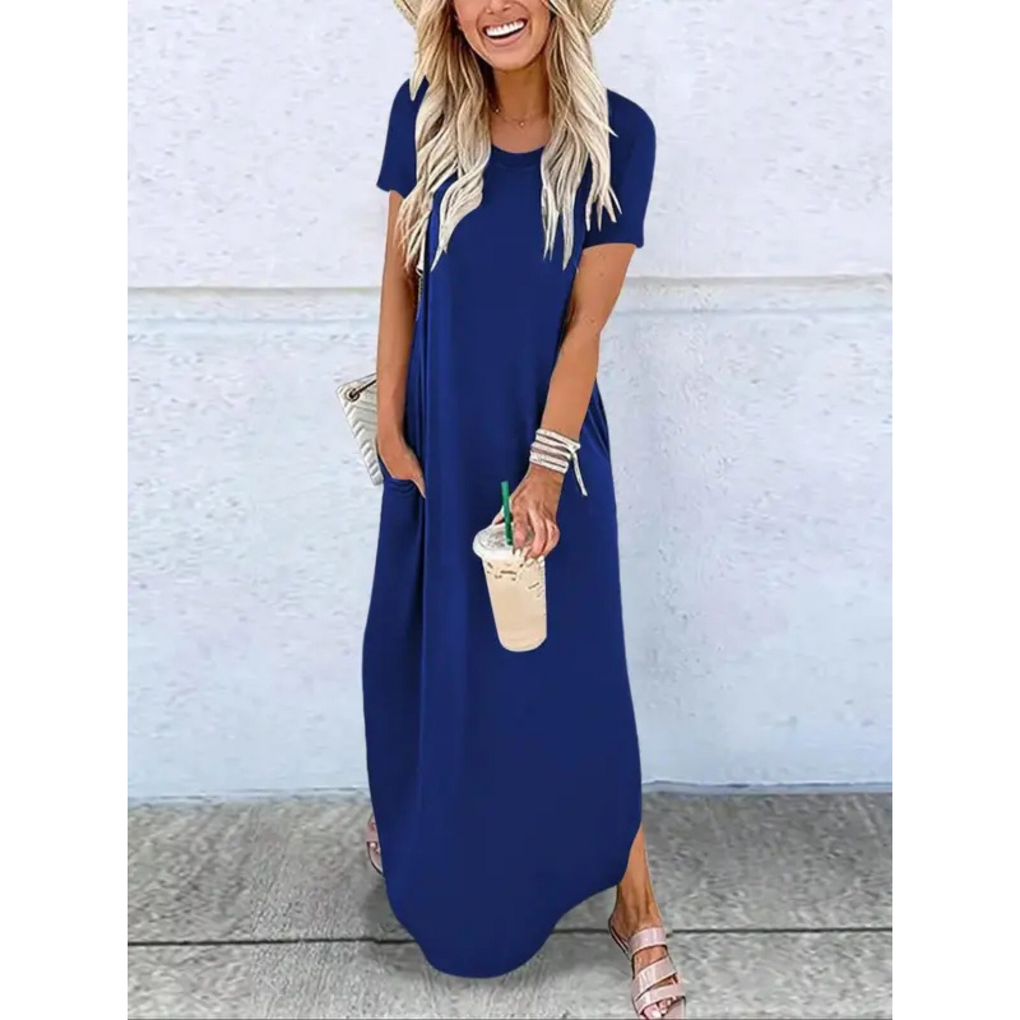 Relaxed Fit Women's Sundress with Round Neckline