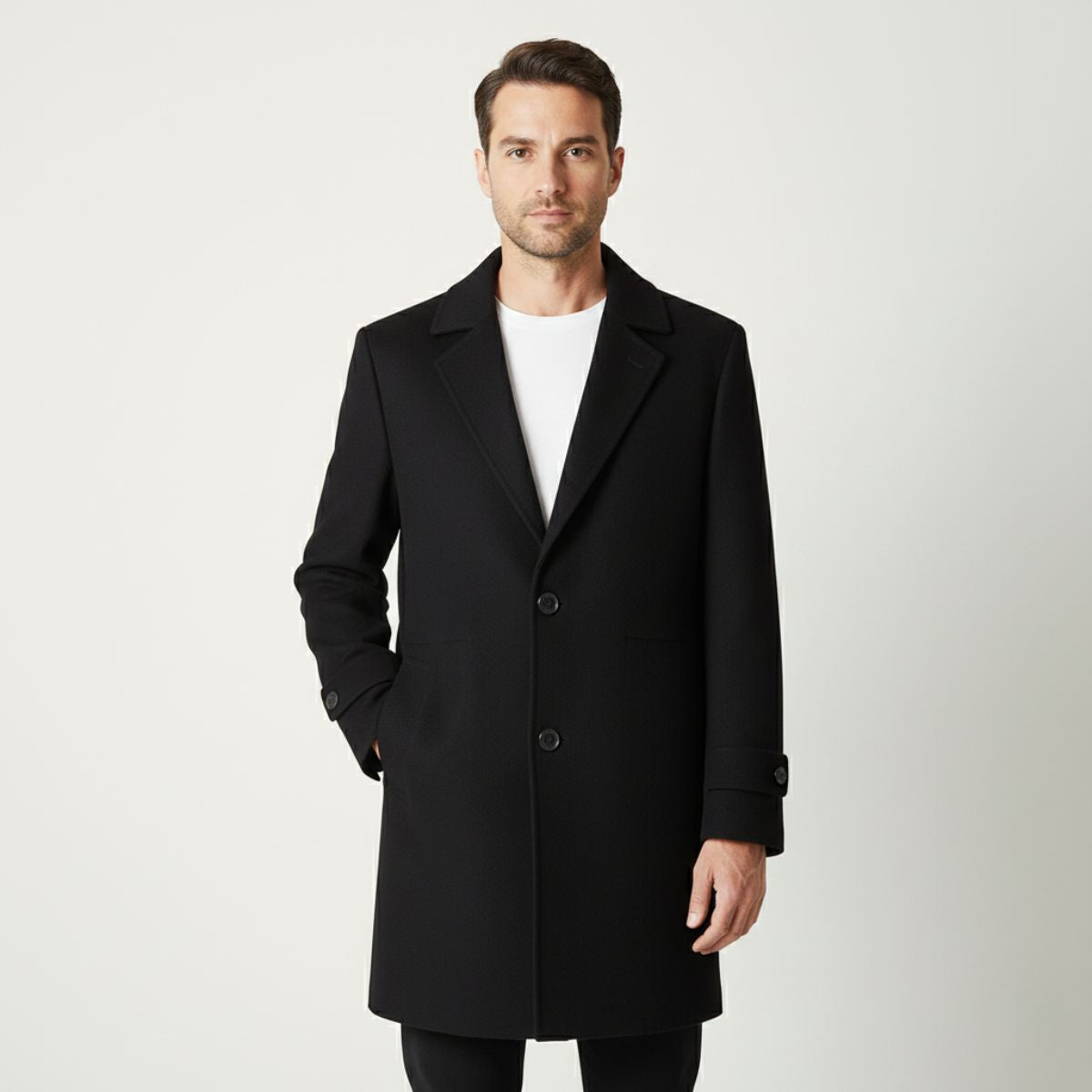 Classic Fit Mens Wool Trench Coat