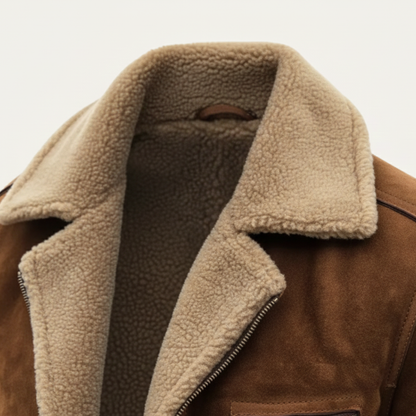 Classic Mens Faux Leather Shearling Coat