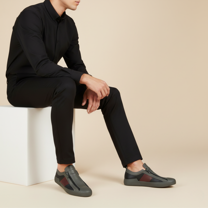 Premium Men's Leather Zip Sneakers