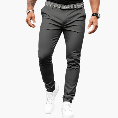 Slim Fit Men's Dress Pants with Adjustable Waist