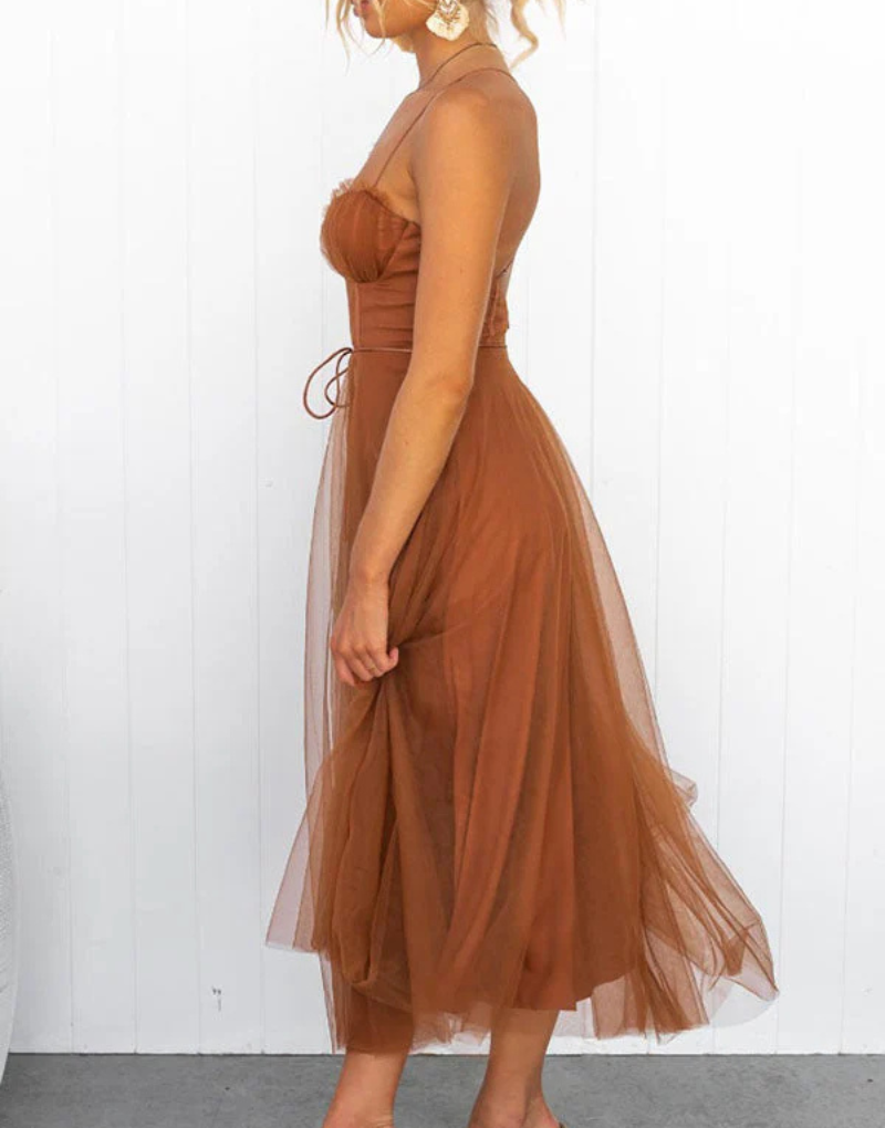 Women's Breathable Tank Maxi Dress with V Neck