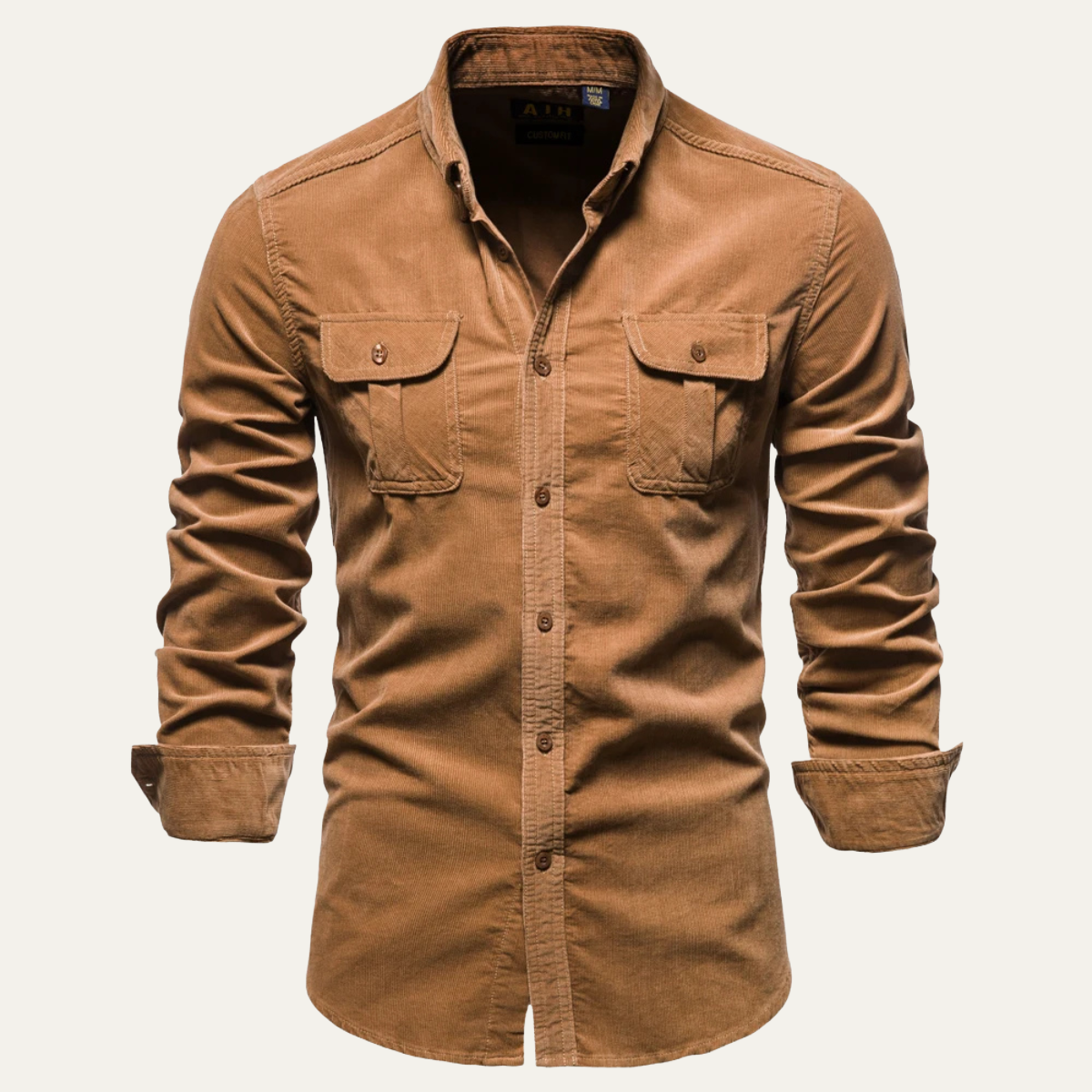 Relaxed Fit Corduroy Button Down Shirt for Men