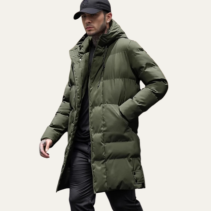 Warm Men's Puffer Parka Jacket with Pockets