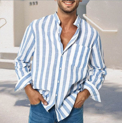 Slim Fit Striped Men's Long Sleeve Shirt
