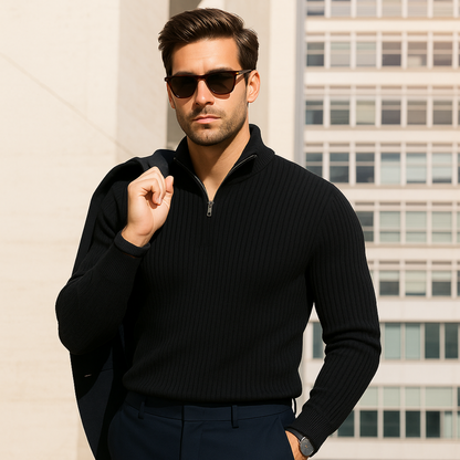 Warm Quarter Zip Wool Sweater