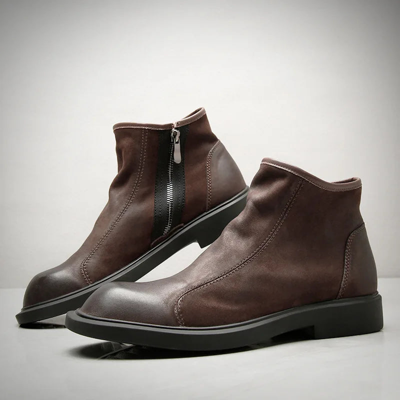Insulated Men's Faux Leather Ankle Boots with Zip