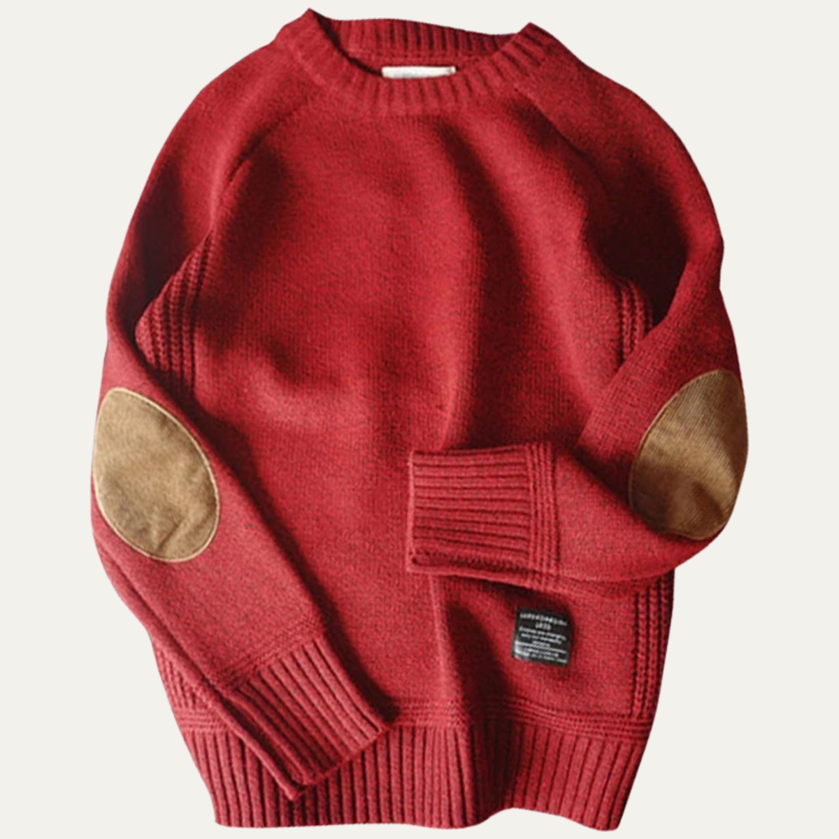 Classic Men's Elbow Patch Crew Neck Knit Sweater