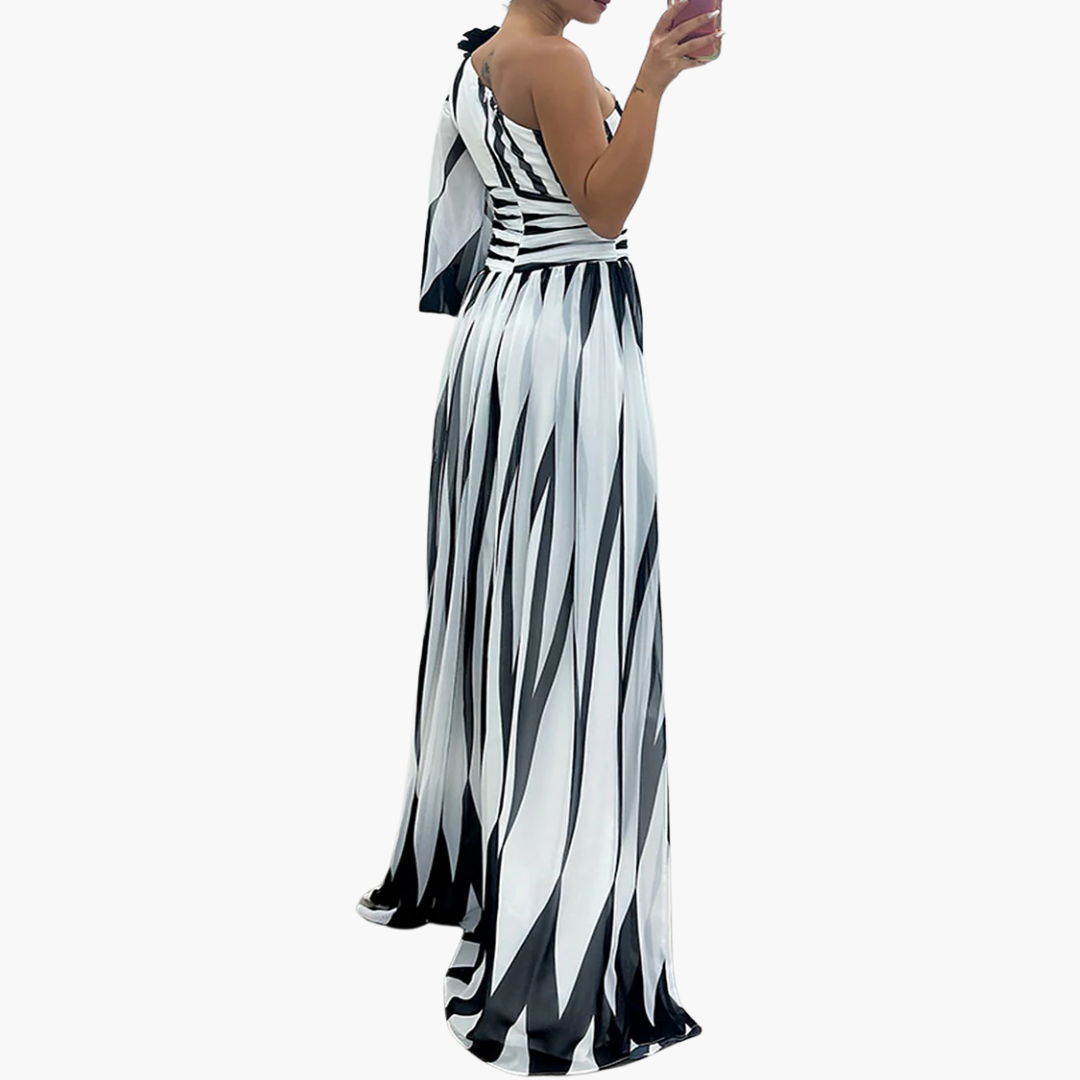 Chic Off Shoulder - Women's Long Maxi Dress with Split