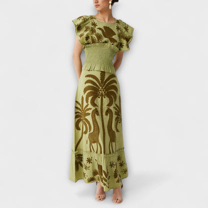 Tropical Leaf Women's Summer Party Dress