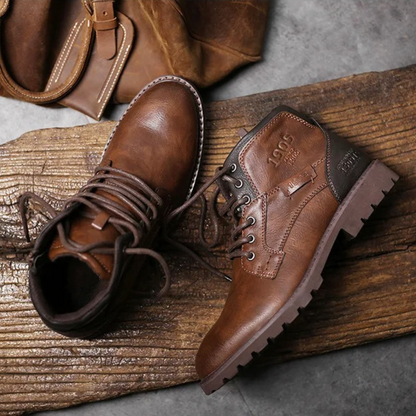 Tough Leather Military Style Ankle Boots