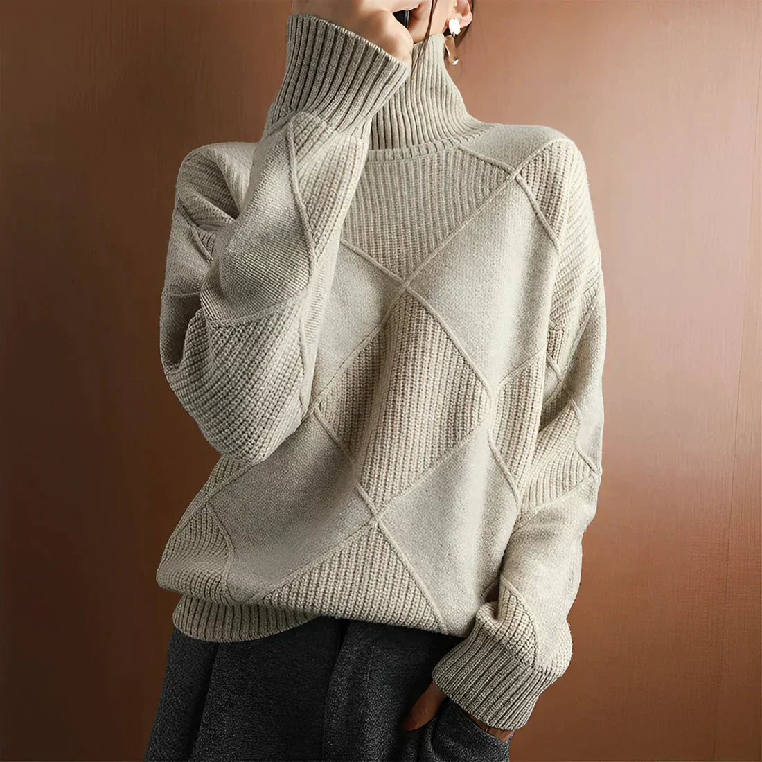 Cozy Oversized Women's High Neck Sweater