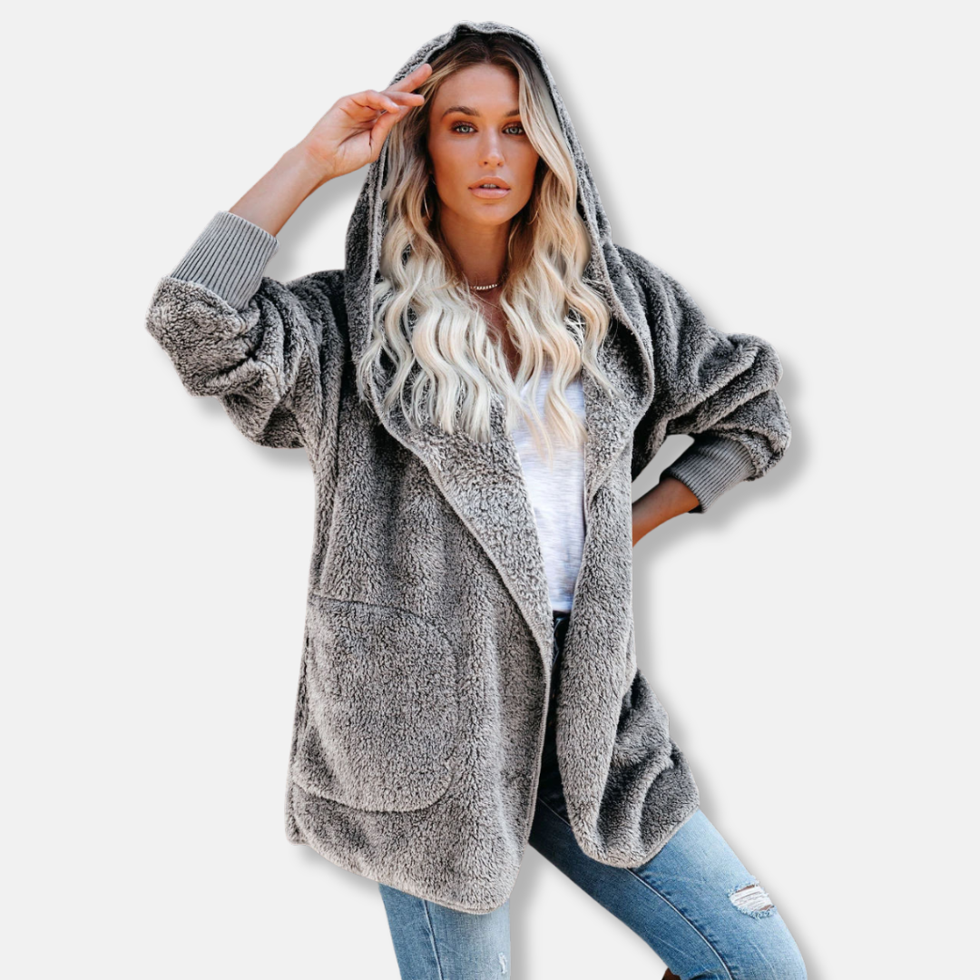 Cozy Women's Hooded Fleece Cardigan with Pockets