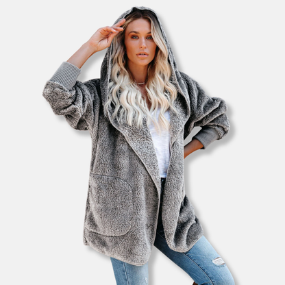 Cozy Women's Hooded Fleece Cardigan with Pockets