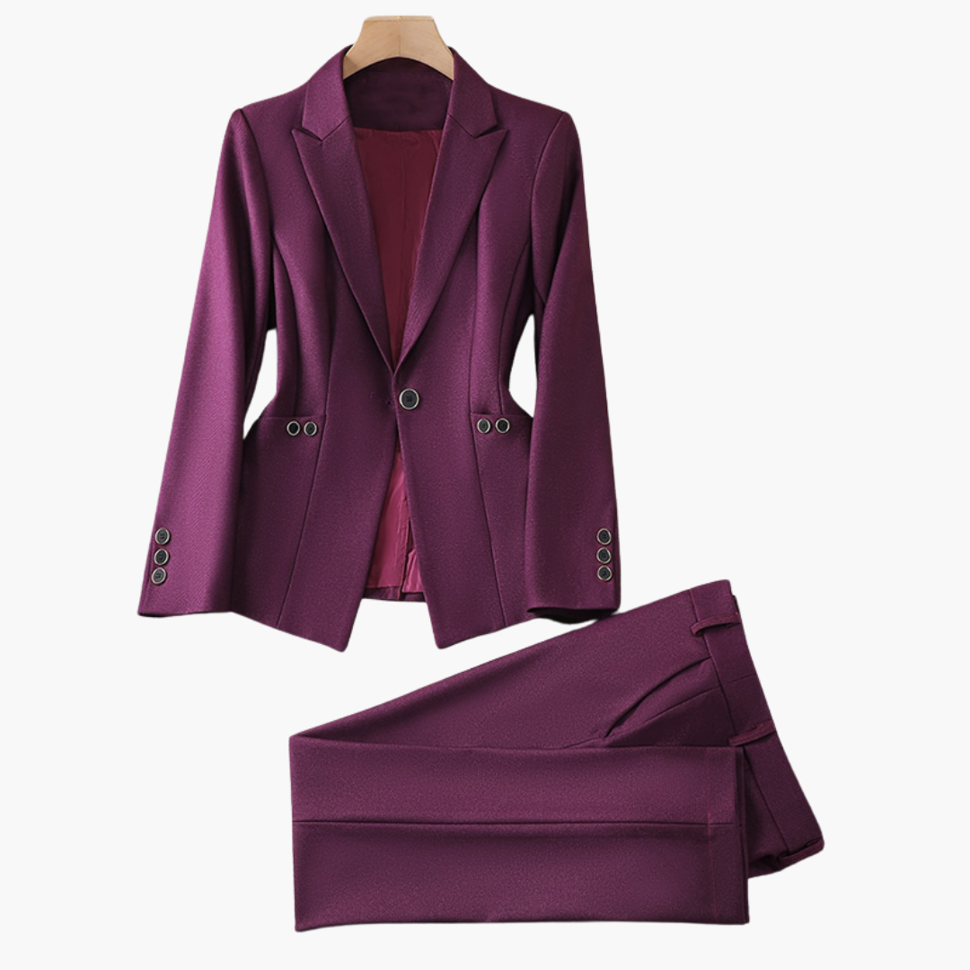 Ladies' Suit Jacket with Single Button and Trousers