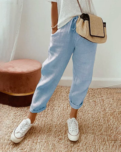 Comfy Women's Linen Pants with Elastic Waist