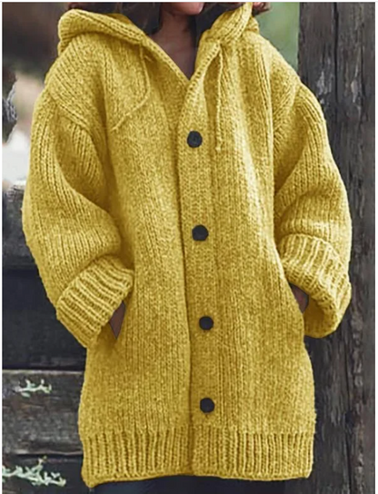 Cozy Women's Button Front Thick Knit Cardigan Sweater