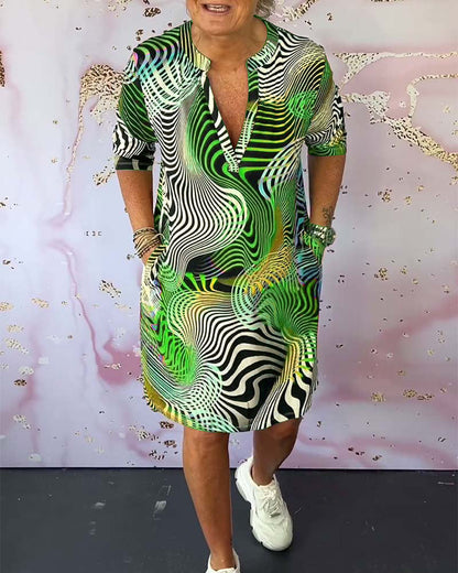 Vibrant Women's V-Neck Summer Dress