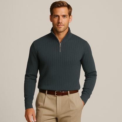 Men's Zip Up Sweater | Textured Knit Style