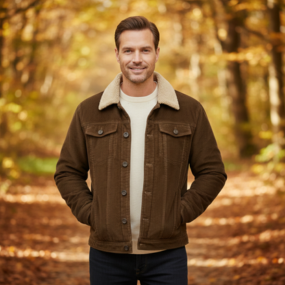 Warm Mens Corduroy Fleece Lined Winter Coat