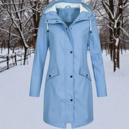 Waterproof Women's Hooded Rain Coat with Pockets