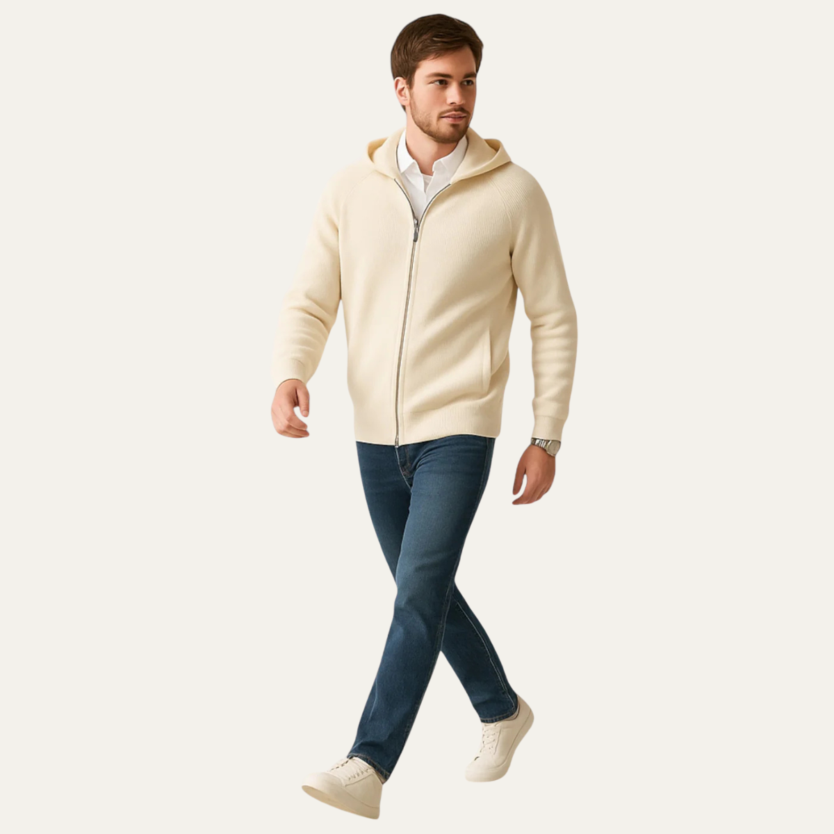 Premium Men's Merino Wool Zip Up Sweater