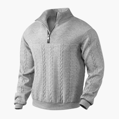 Classic Crew Neck Cable Knit Sweater for Men
