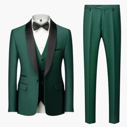 Classic Men's 3 Piece Suit with Shawl Collar