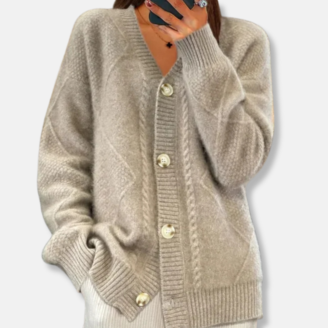 Casual Open Front Cable Knit Cardigan