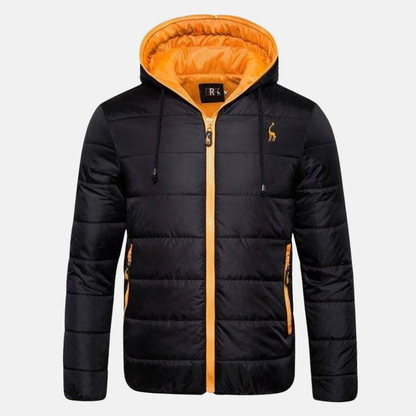 Waterproof Men's Puffer Jacket with Hood and Zip