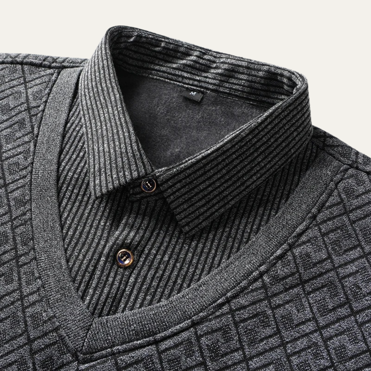 Comfortable Mens Chunky Knit Polo Sweater