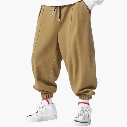 Classic Fit Corduroy Trousers with Elastic Waist