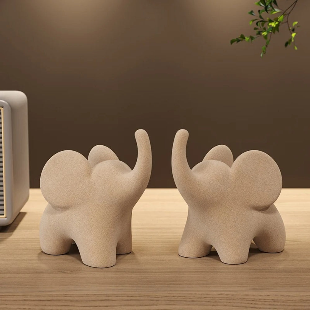Stylish Elephant Decor Figurine With Raised Trunk - Nocini
